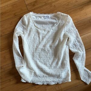Girls White Lace Long Sleeve Top